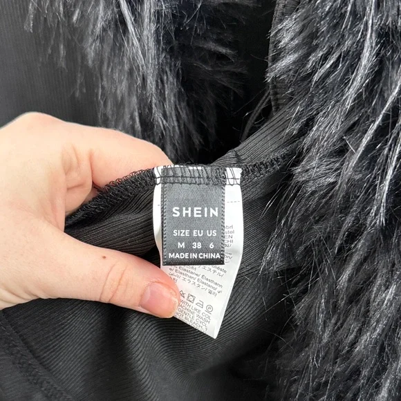 SHEIN Y2K Faux Fur Trim Tie-Front Cardigan - Size Medium - Picture 2 of 2